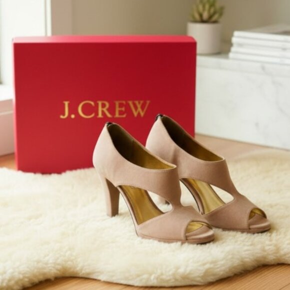 J Crew Heels Alecia Suede Platform Peep Toe Paris Pink Italian Shoes w/Box Sz 6 - Picture 1 of 11